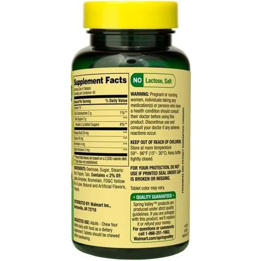 Complejo de Enzimas de Papaya Spring Valley - 180 Tabletas Masticables