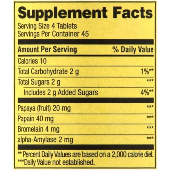 Complejo de Enzimas de Papaya Spring Valley - 180 Tabletas Masticables