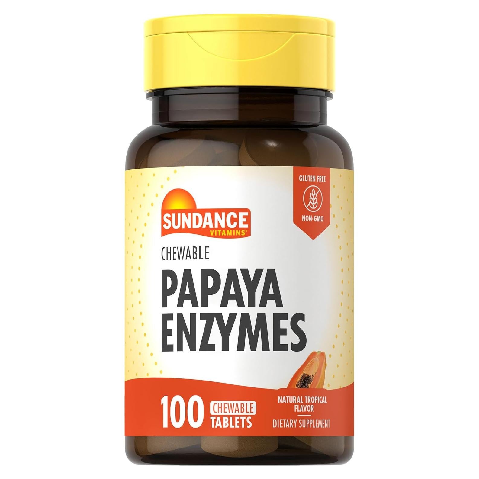 Tabletas Masticables de Enzima de Papaya Sundance 100 Unidades