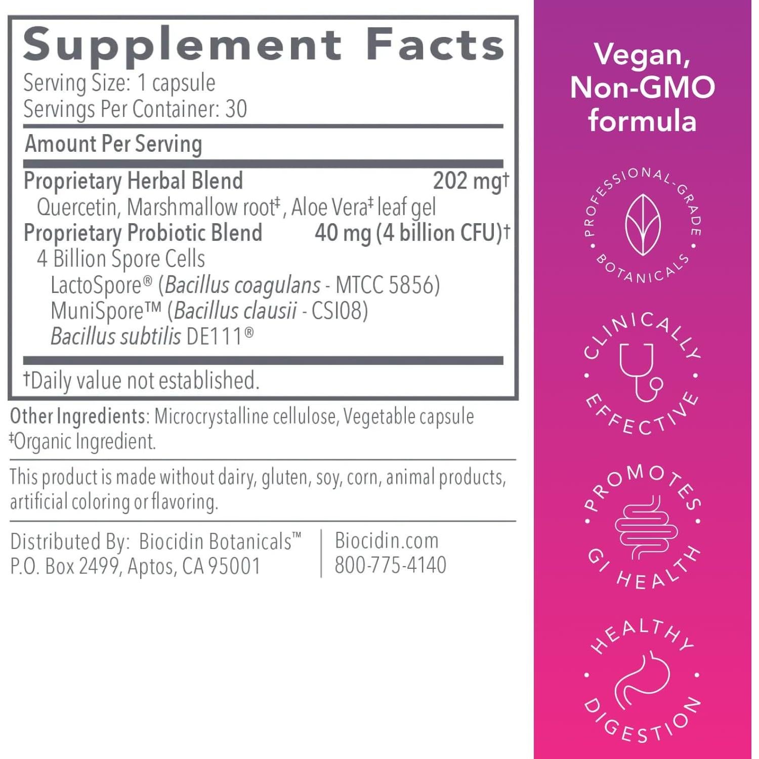 Biocidin Proflora 4R Probioticos Esporulados 30 Capsulas Veganas