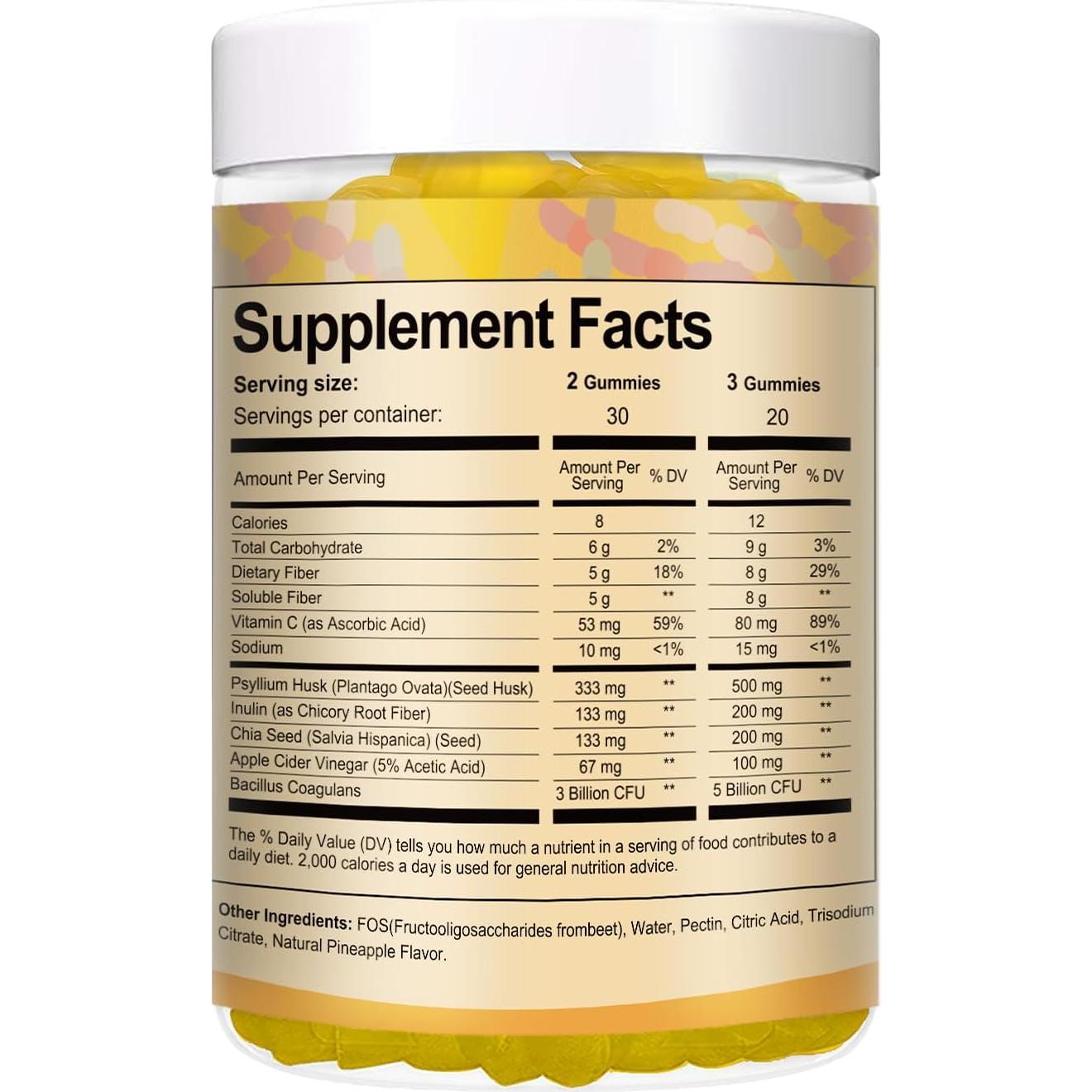 Gomitas de fibra prebiótica Totaria 60 unidades piña