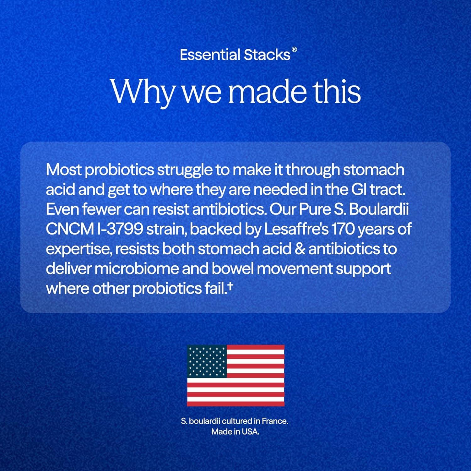 Probioticos Saccharomyces Boulardii Essential Stacks 60 Cápsulas