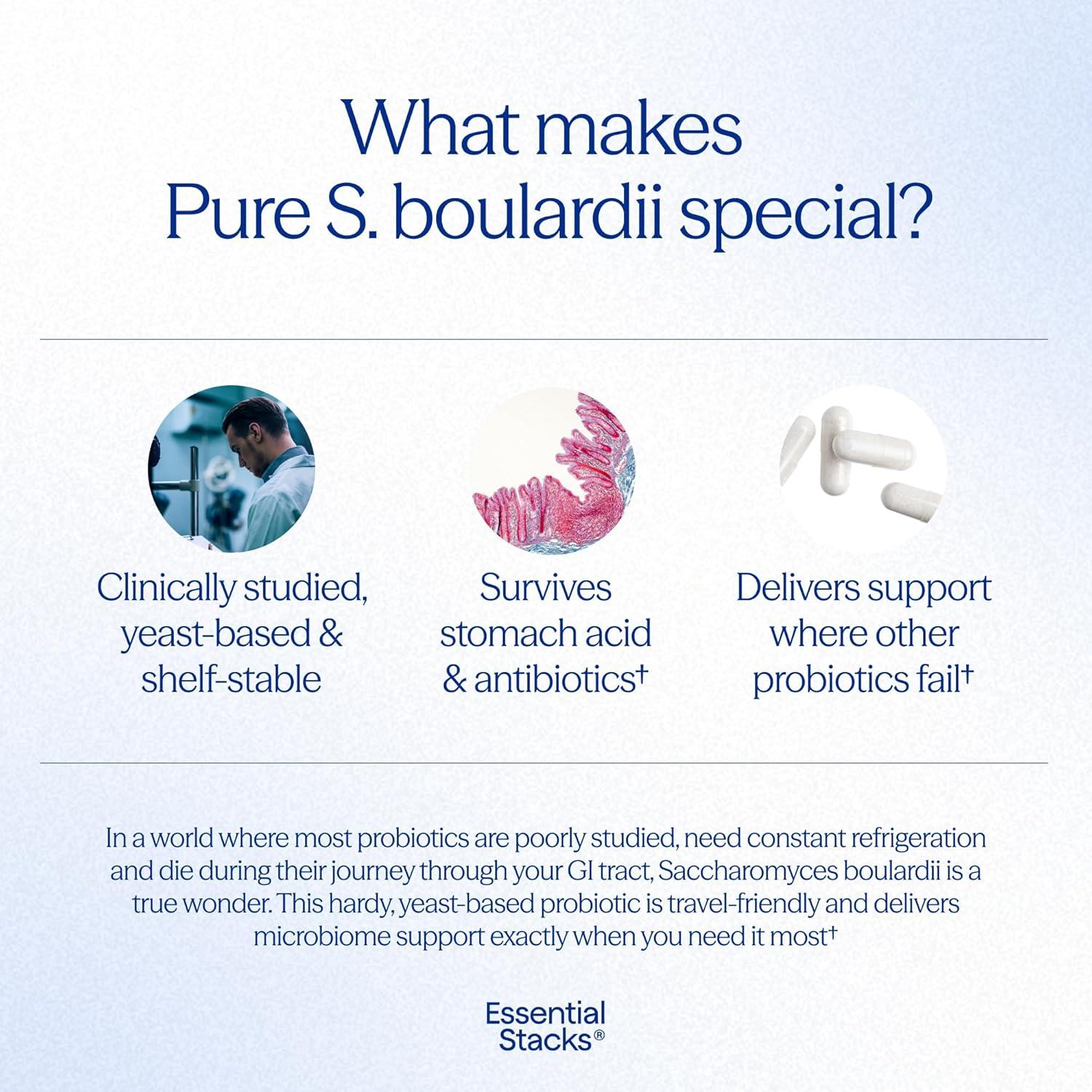 Probioticos Saccharomyces Boulardii Essential Stacks 60 Cápsulas