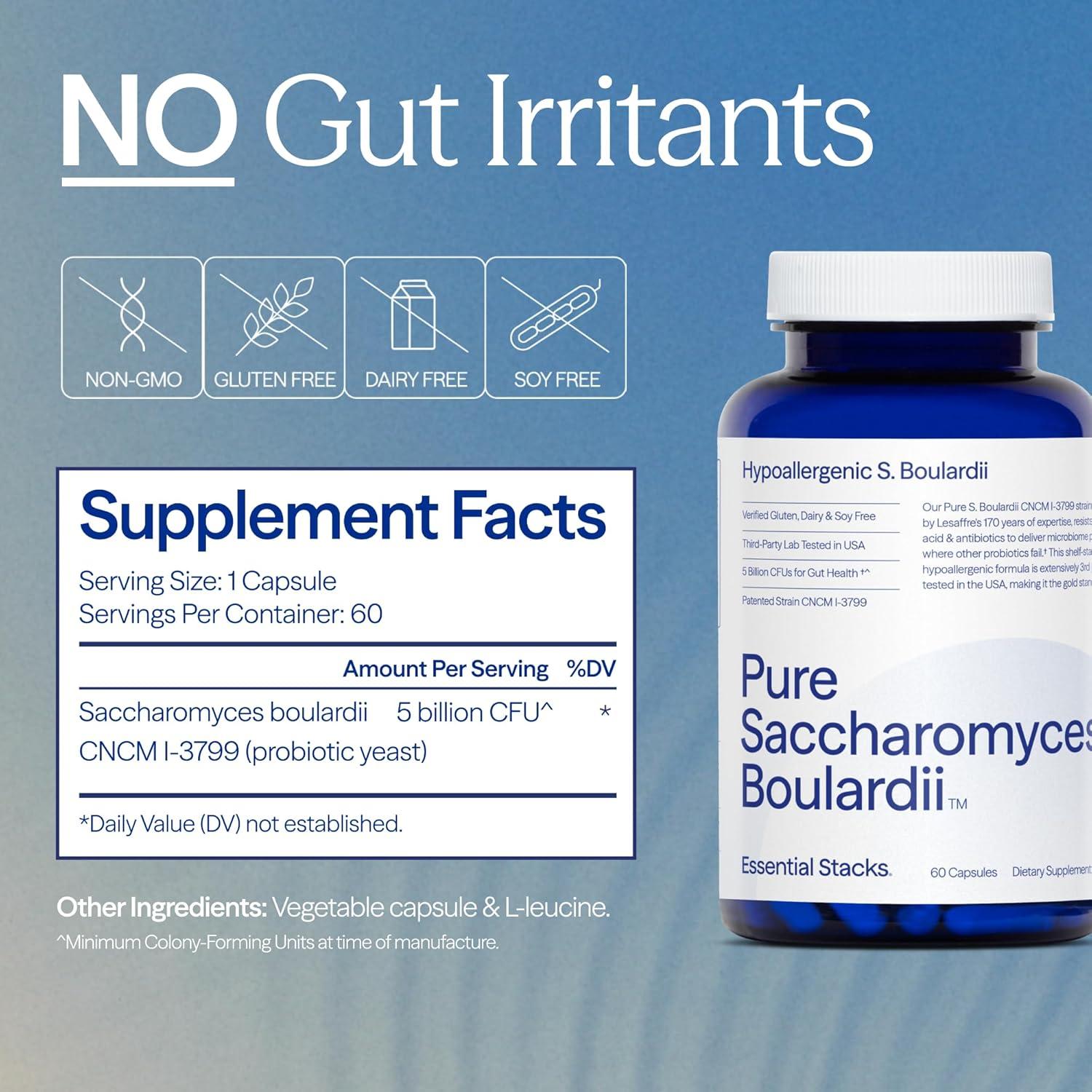 Probioticos Saccharomyces Boulardii Essential Stacks 60 Cápsulas