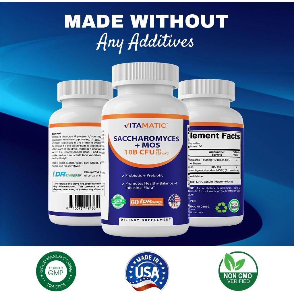 Vitamatic Probiotico Saccharomyces Boulardii 300 mg 60 Cápsulas