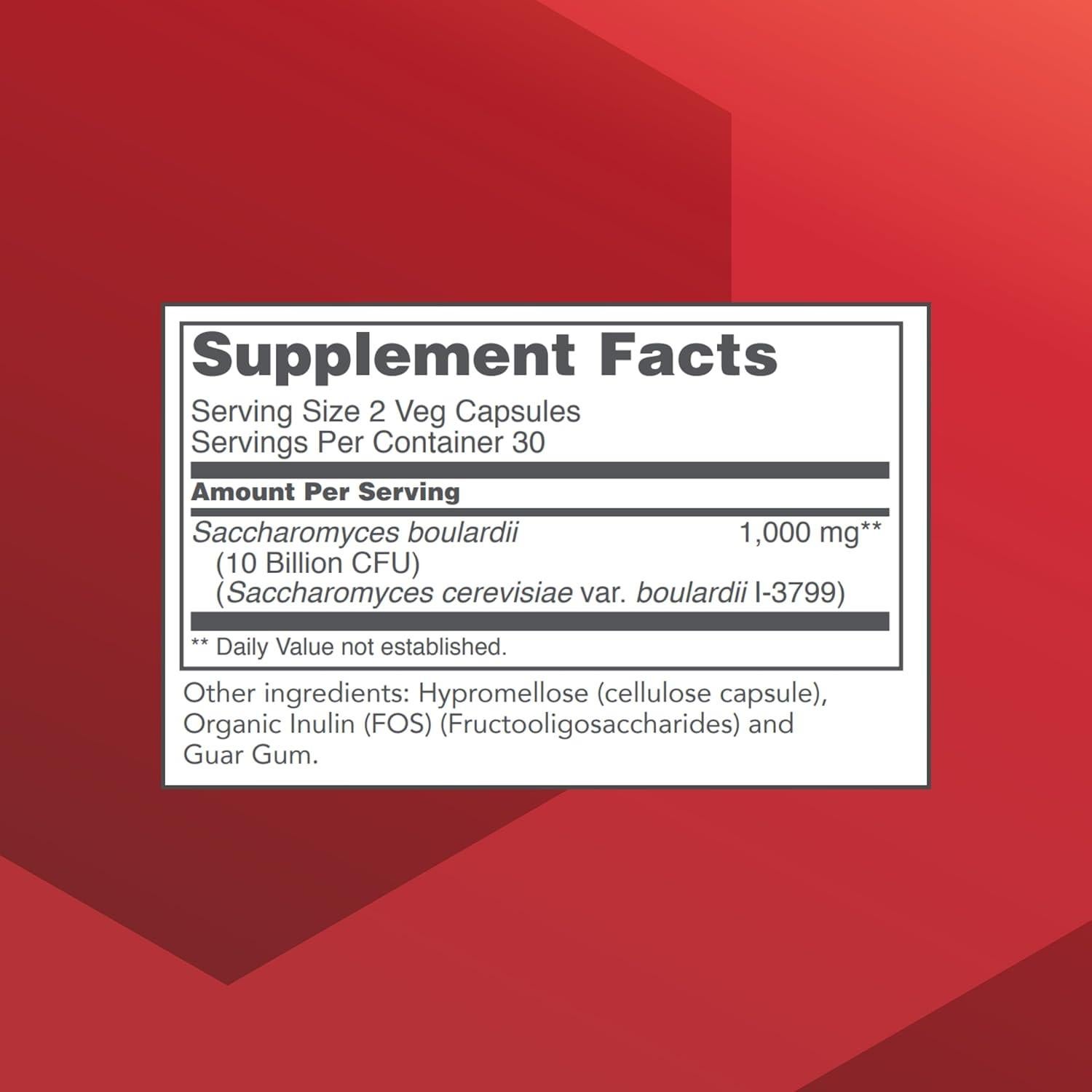 Suplemento Probiotico Saccharomyces Boulardii 10 Mil Millones CFU - 60 Cápsulas Veganas