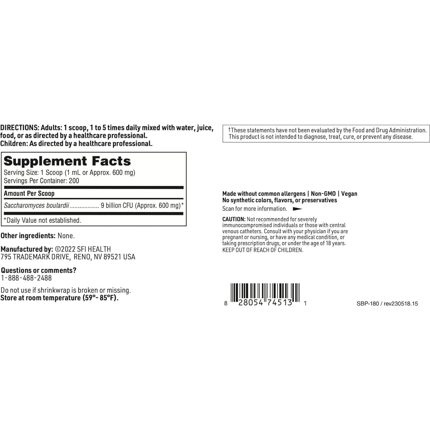 Klaire Labs Polvo Probiotico Saccharomyces Boulardii 127g