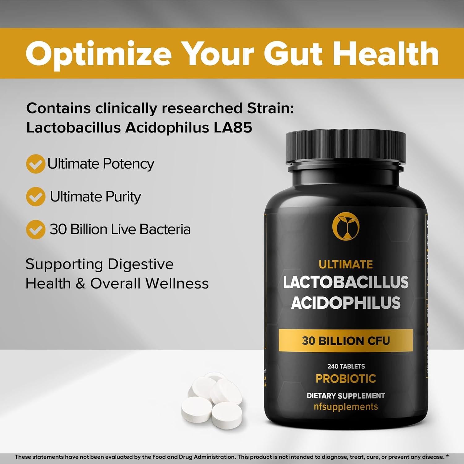 Suplemento Probiótico Lactobacillus Acidophilus 240 Tabletas