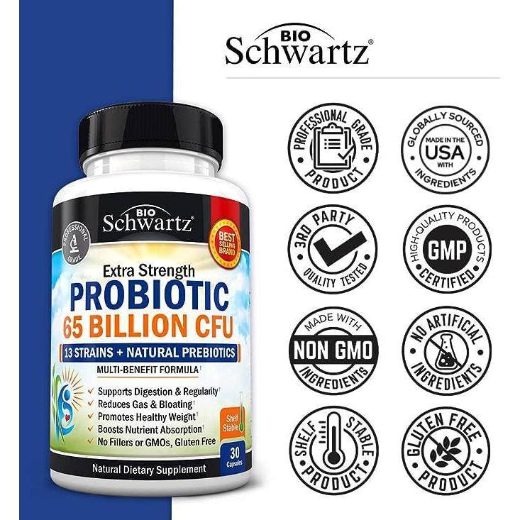 Probiotico BioSchwartz 65 Mil Millones 30 Cápsulas Salud Digestiva
