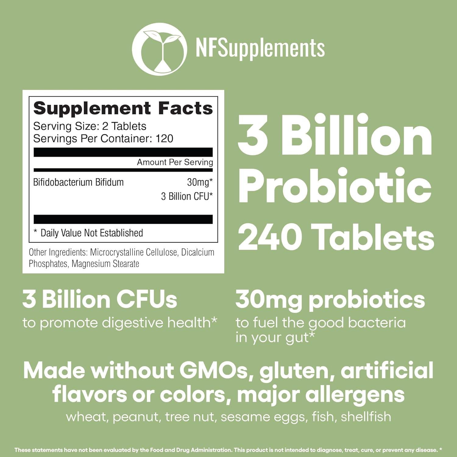 Suplemento Probiotico Bifidobacterium Bifidum 240 Tabletas