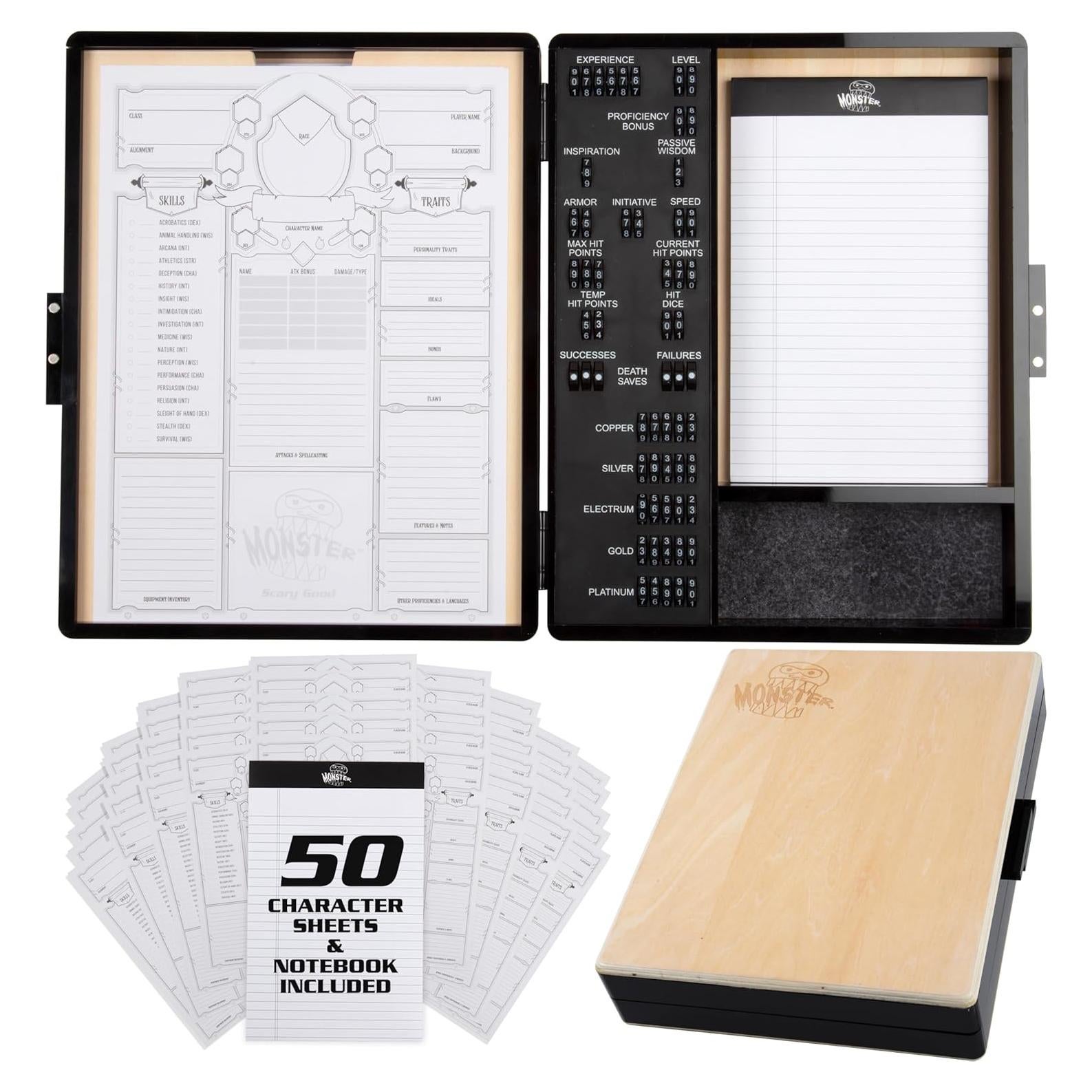 Rastreador de Estadísticas DND Monster Pro - Madera Premium