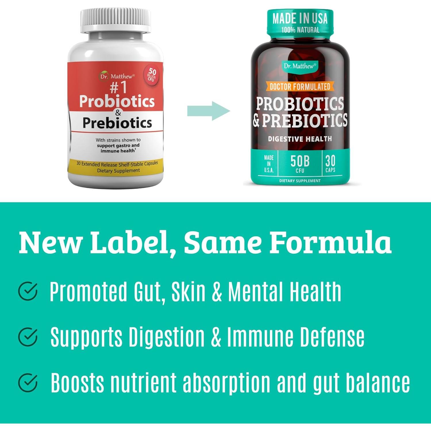 Probioticos y Prebioticos Dr. Matthew 50 Mil Millones 15 Cepas