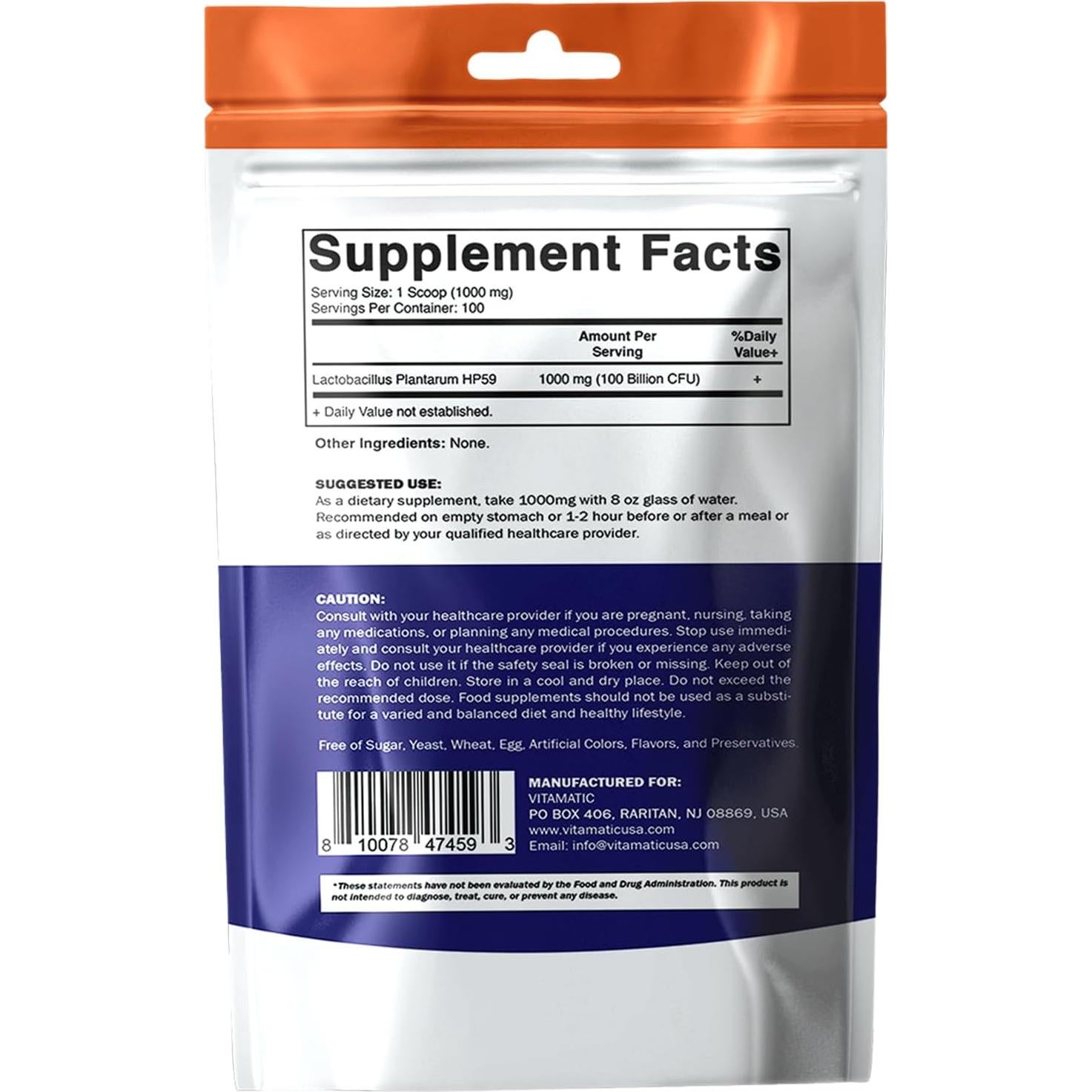 Vitamatic Polvo Probiotico Lactobacillus Plantarum 100g