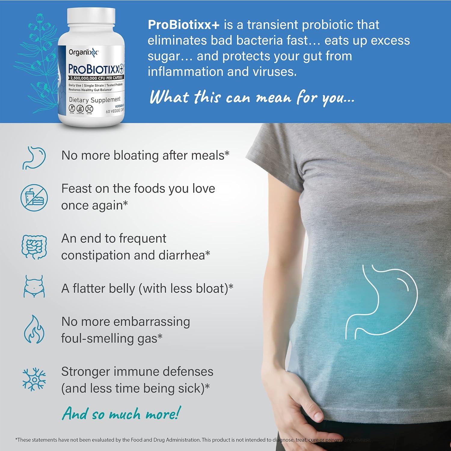 Suplemento Probiotico Organixx ProBiotixx+ 60 Cápsulas Vegetarianas