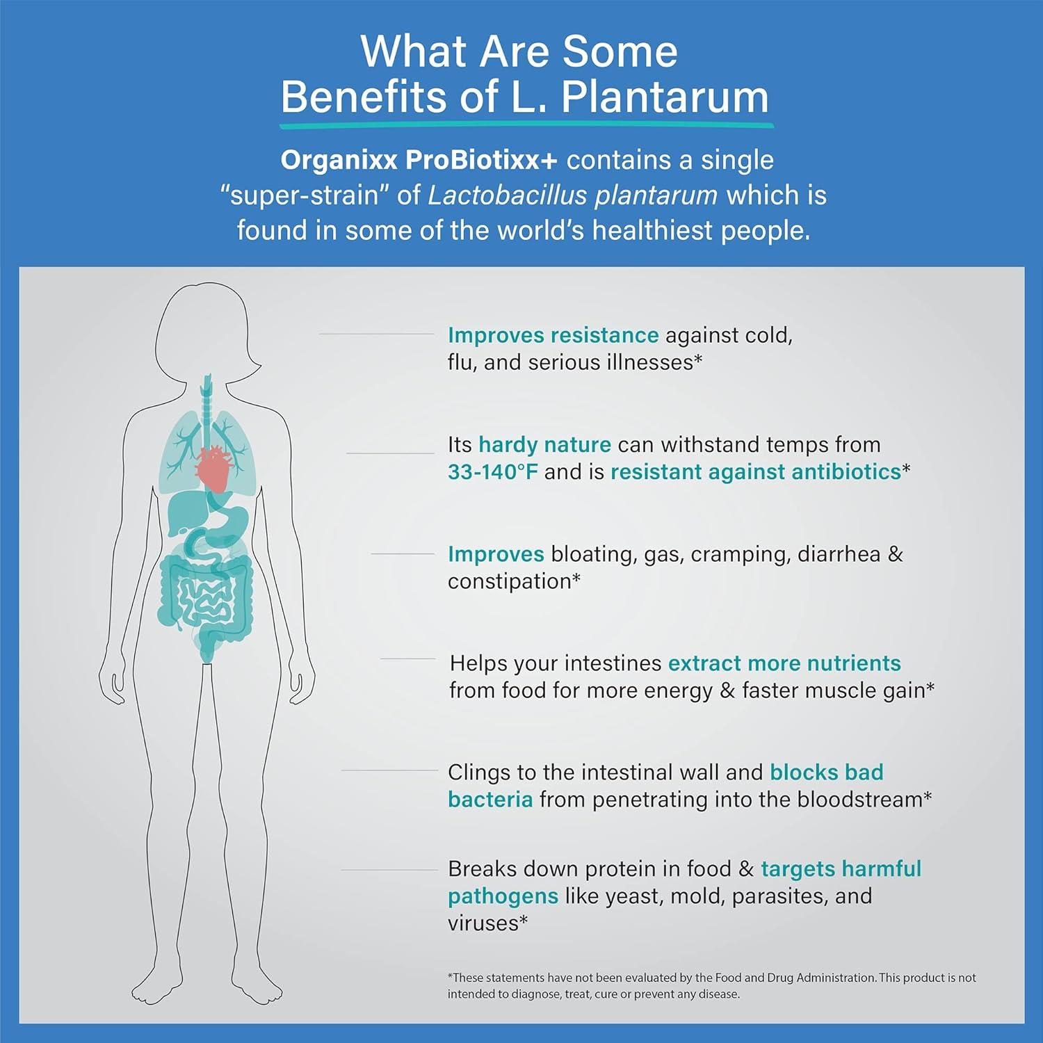 Suplemento Probiotico Organixx ProBiotixx+ 60 Cápsulas Vegetarianas