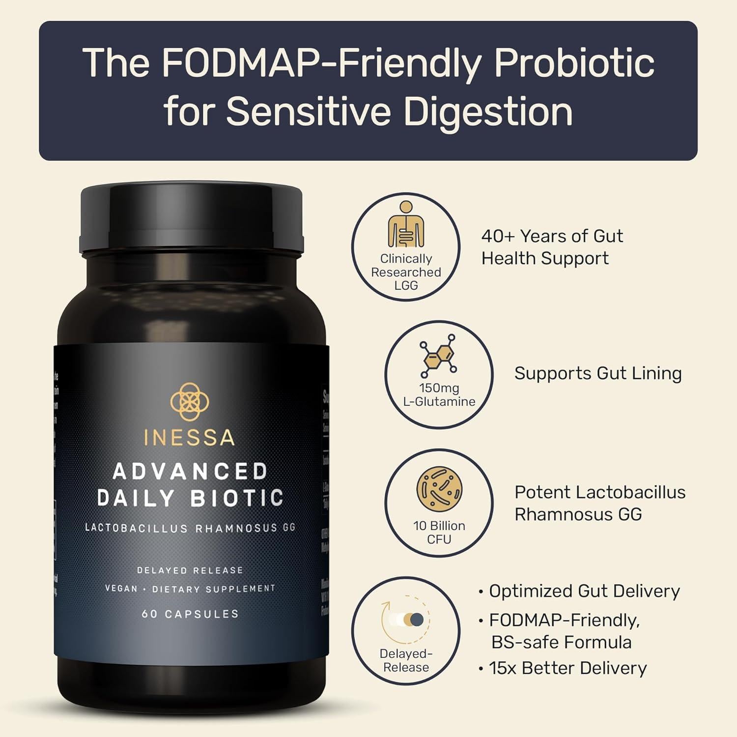 Probioticos Inessa Daily Biotic 60 Cápsulas Veganas 10 Mil Millones