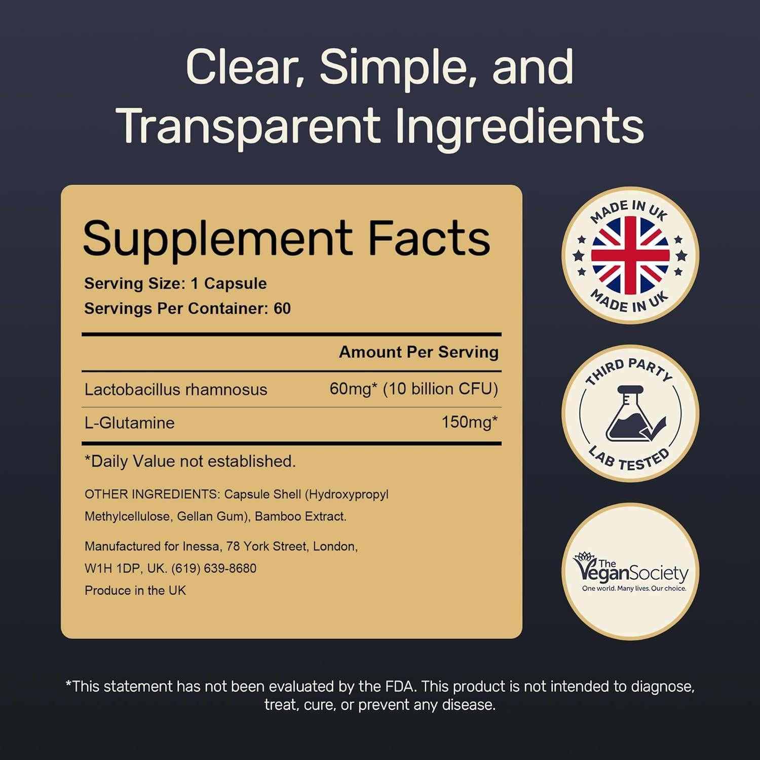 Probioticos Inessa Daily Biotic 60 Cápsulas Veganas 10 Mil Millones