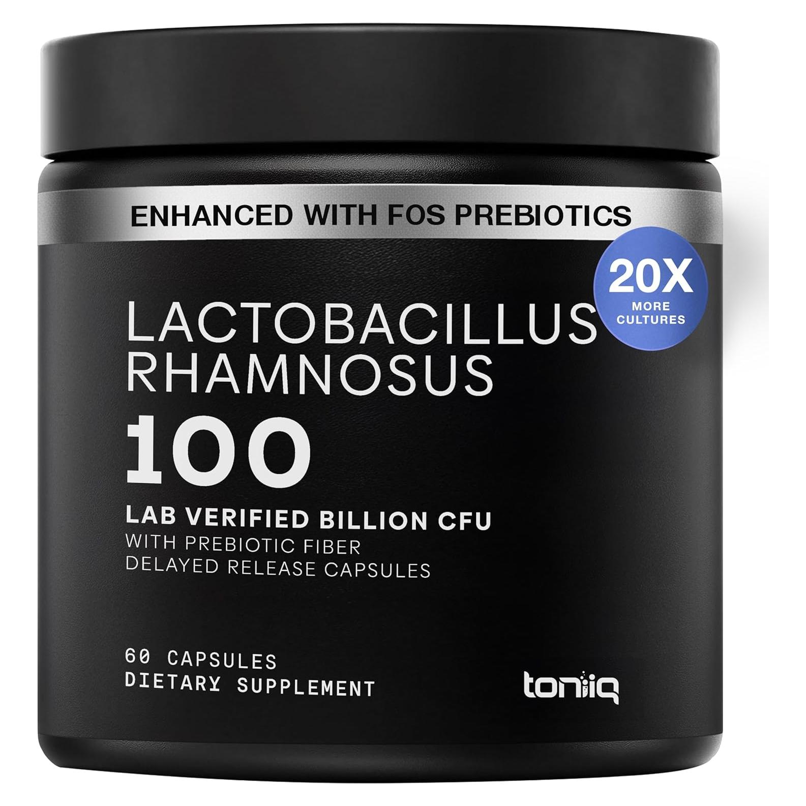 Toniiq Lactobacillus Rhamnosus 100B CFU con FOS - 60 Cápsulas