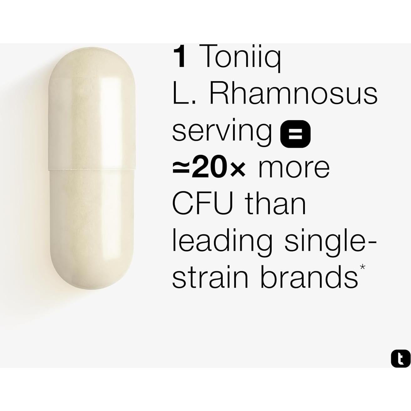Toniiq Lactobacillus Rhamnosus 100B CFU con FOS - 60 Cápsulas