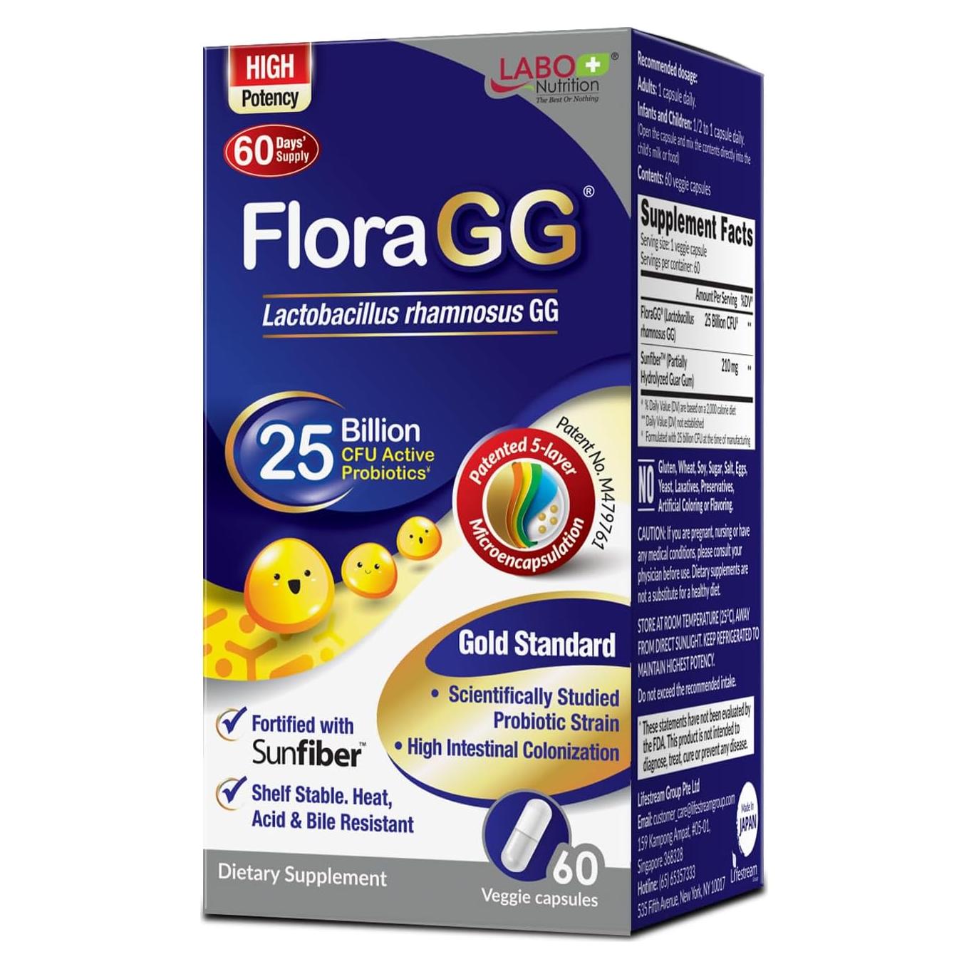 LABO Nutrition FloraGG Probioticos 25 Mil Millones CFU 60s