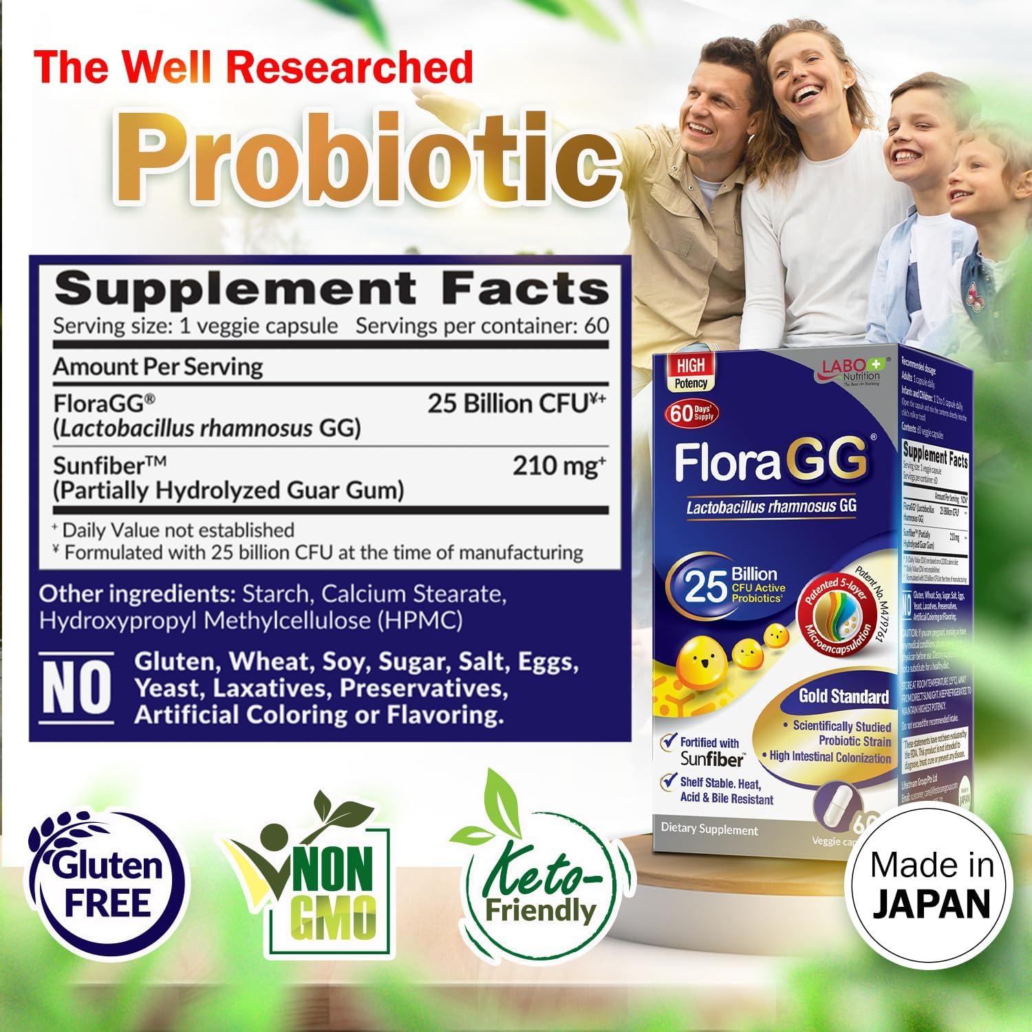 LABO Nutrition FloraGG Probioticos 25 Mil Millones CFU 60s