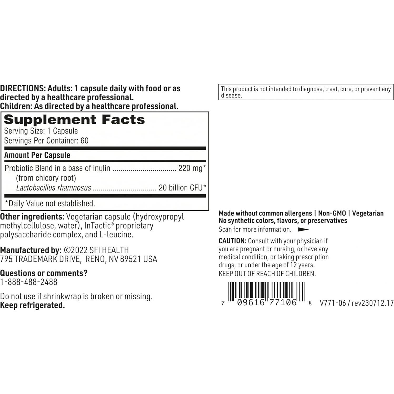 Probiotico Klaire Labs Ther-Biotic Factor 1 60 Cápsulas 20 Mil Millones UFC