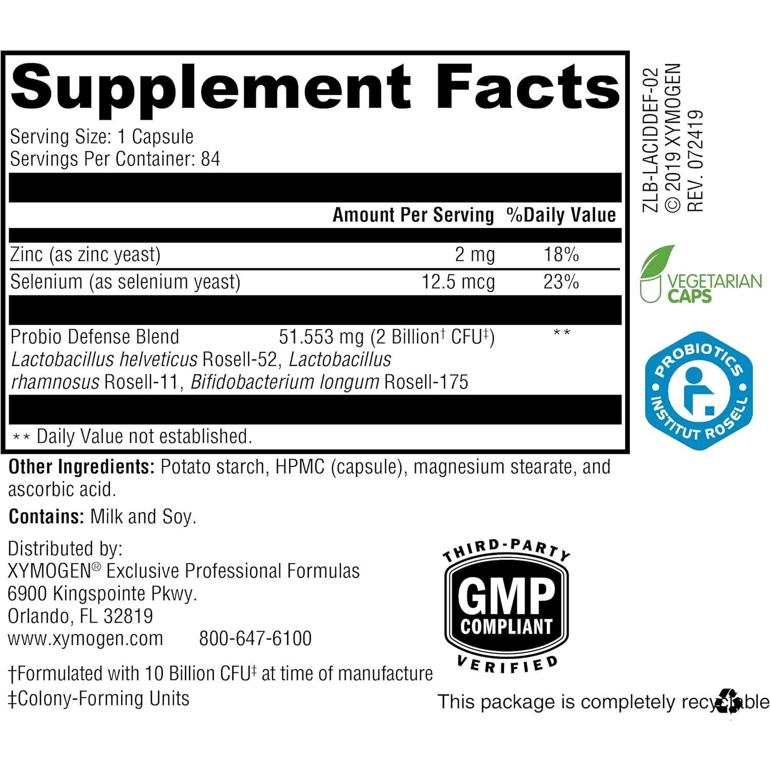 XYMOGEN Probio Defense - Probióticos Digestivos 84 Cápsulas