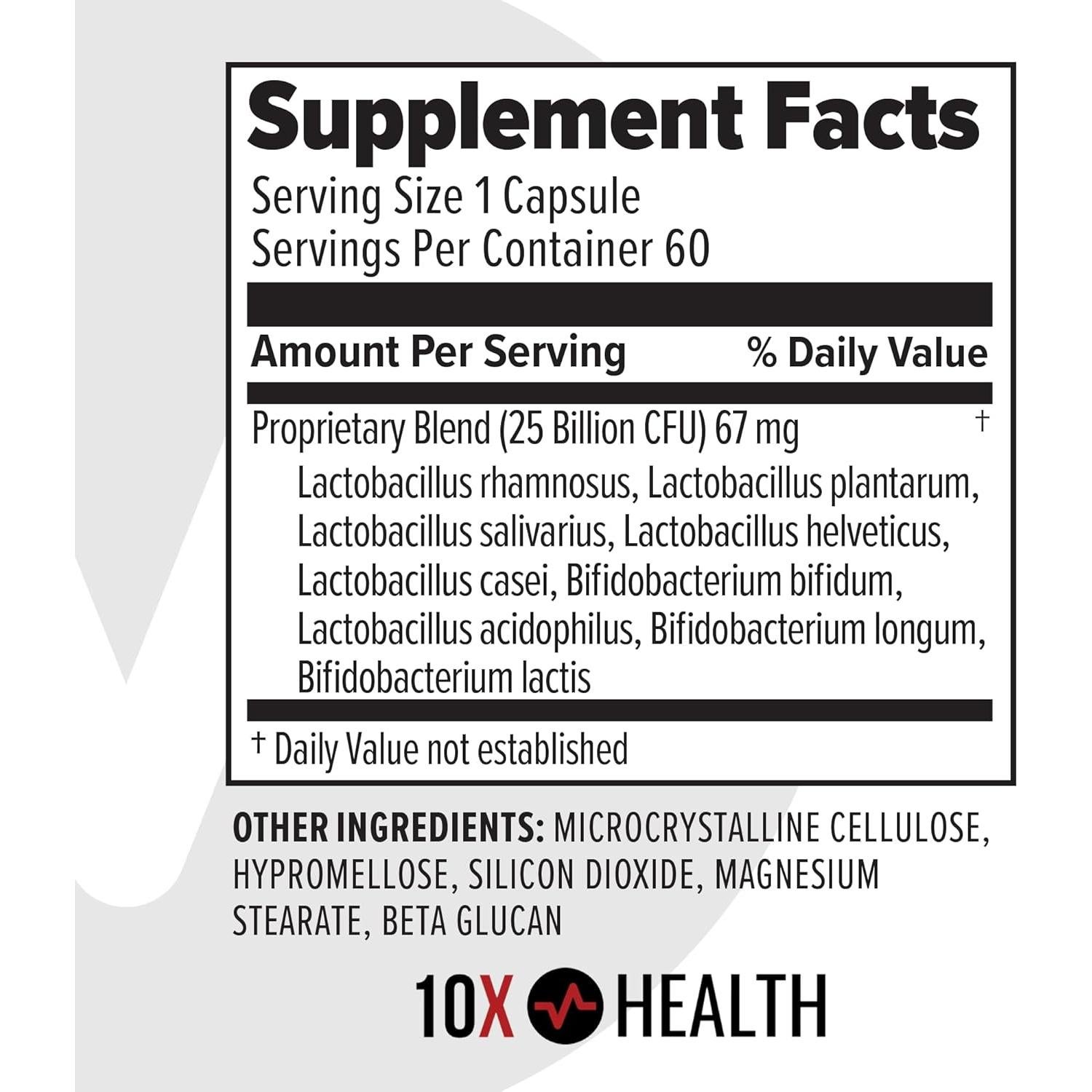 10X Probióticos para Hombres - 60 Cápsulas Salud Digestiva