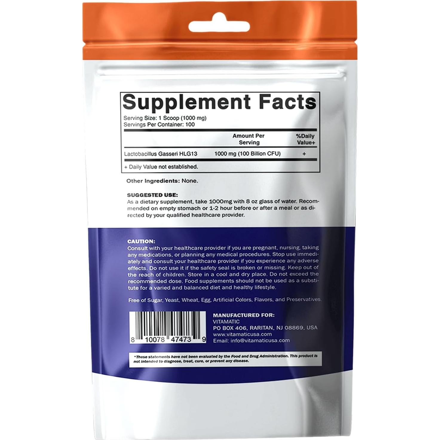 Vitamatic Lactobacillus Gasseri Probiotico 100g - Salud Digestiva