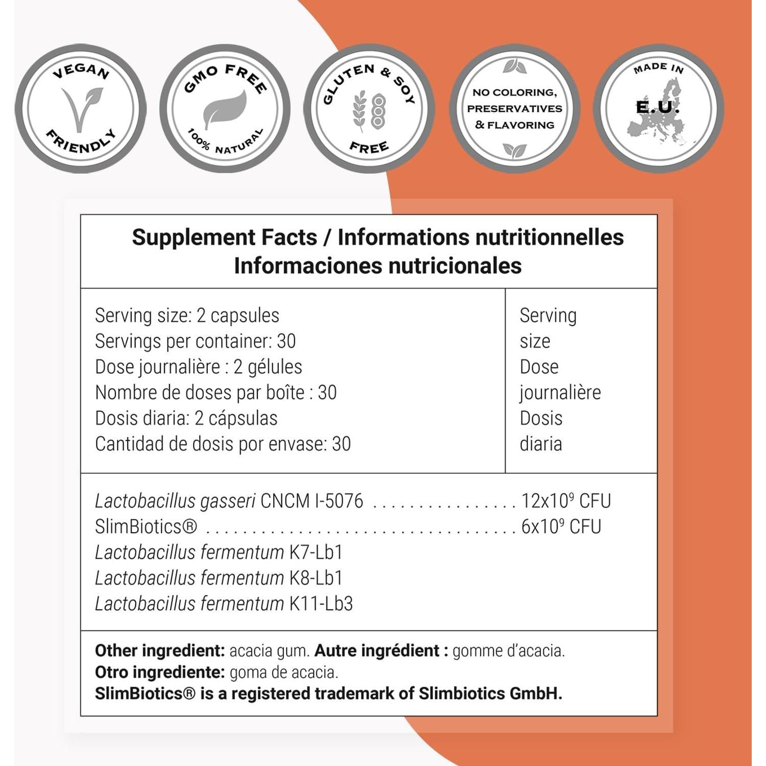 Suplemento Probiotico SuperSmart L. Gasseri 60 Cápsulas
