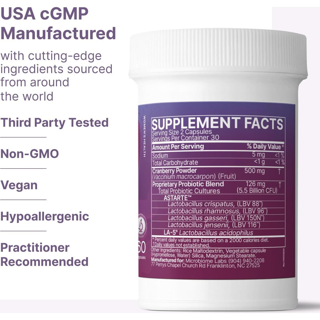 Probioticos Vaginales Microbiome Labs - 60 Cápsulas Veganas