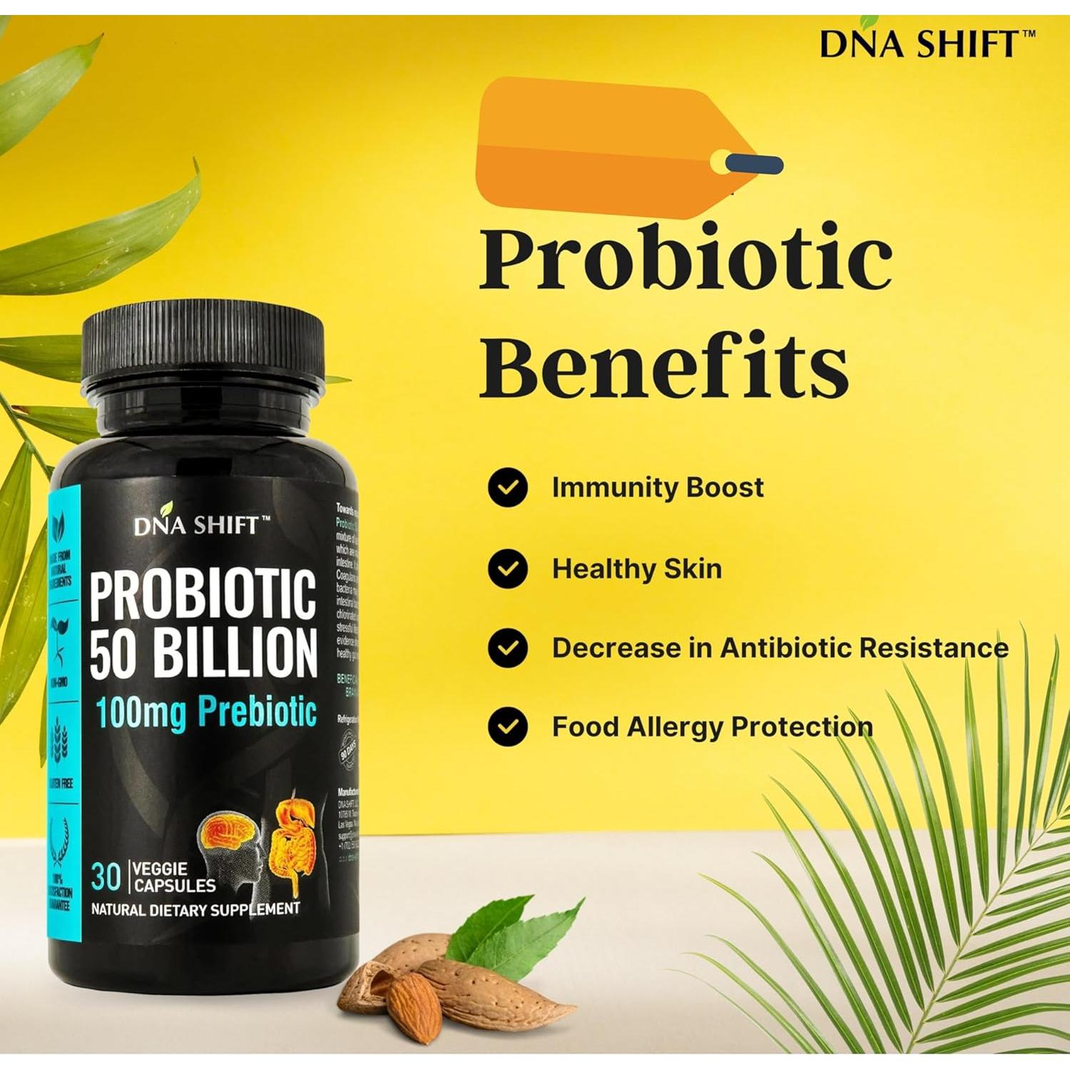 Probióticos 50 Mil Millones DNA SHIFT - 11 Cepas Vivas 30 Cápsulas