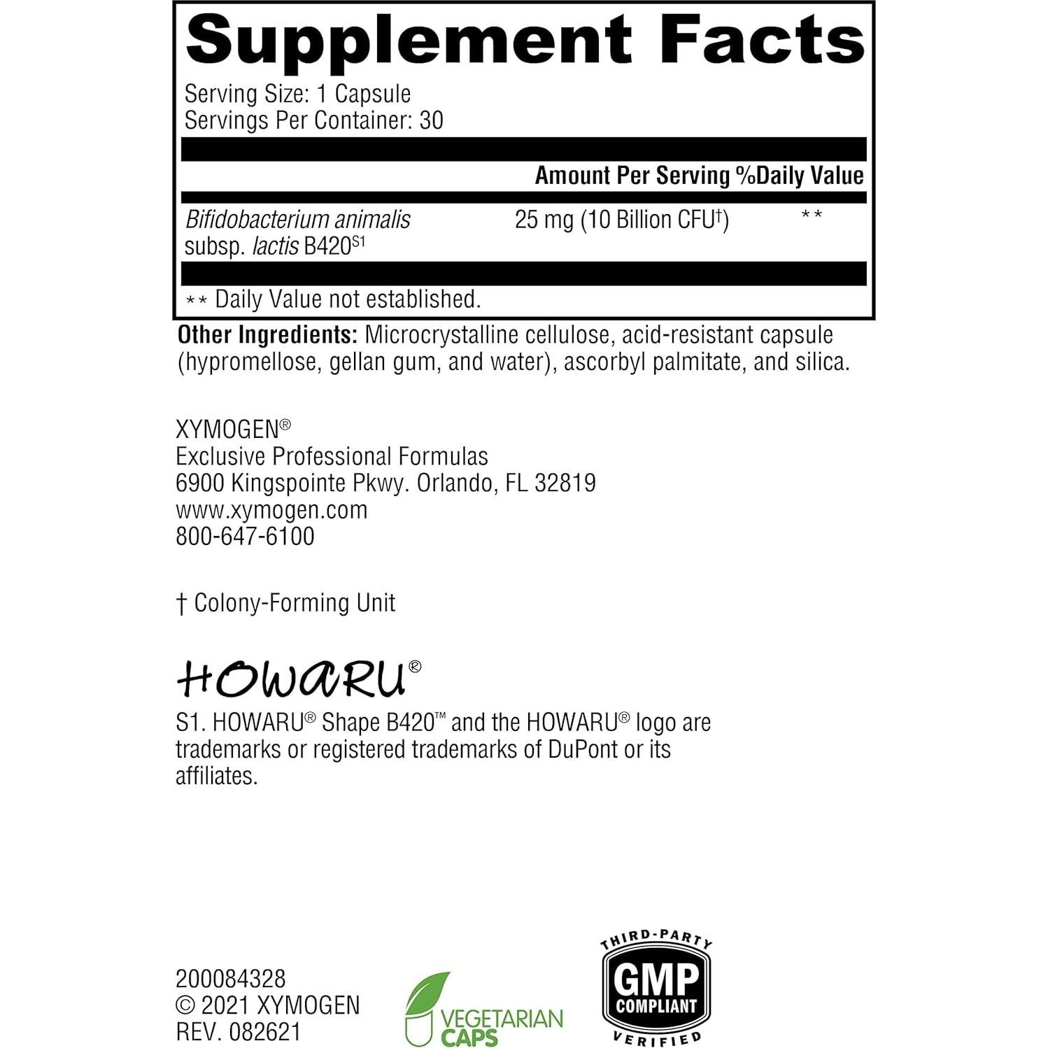 Suplemento Probiótico Xymogen ProbioMax Lean 30 Cápsulas