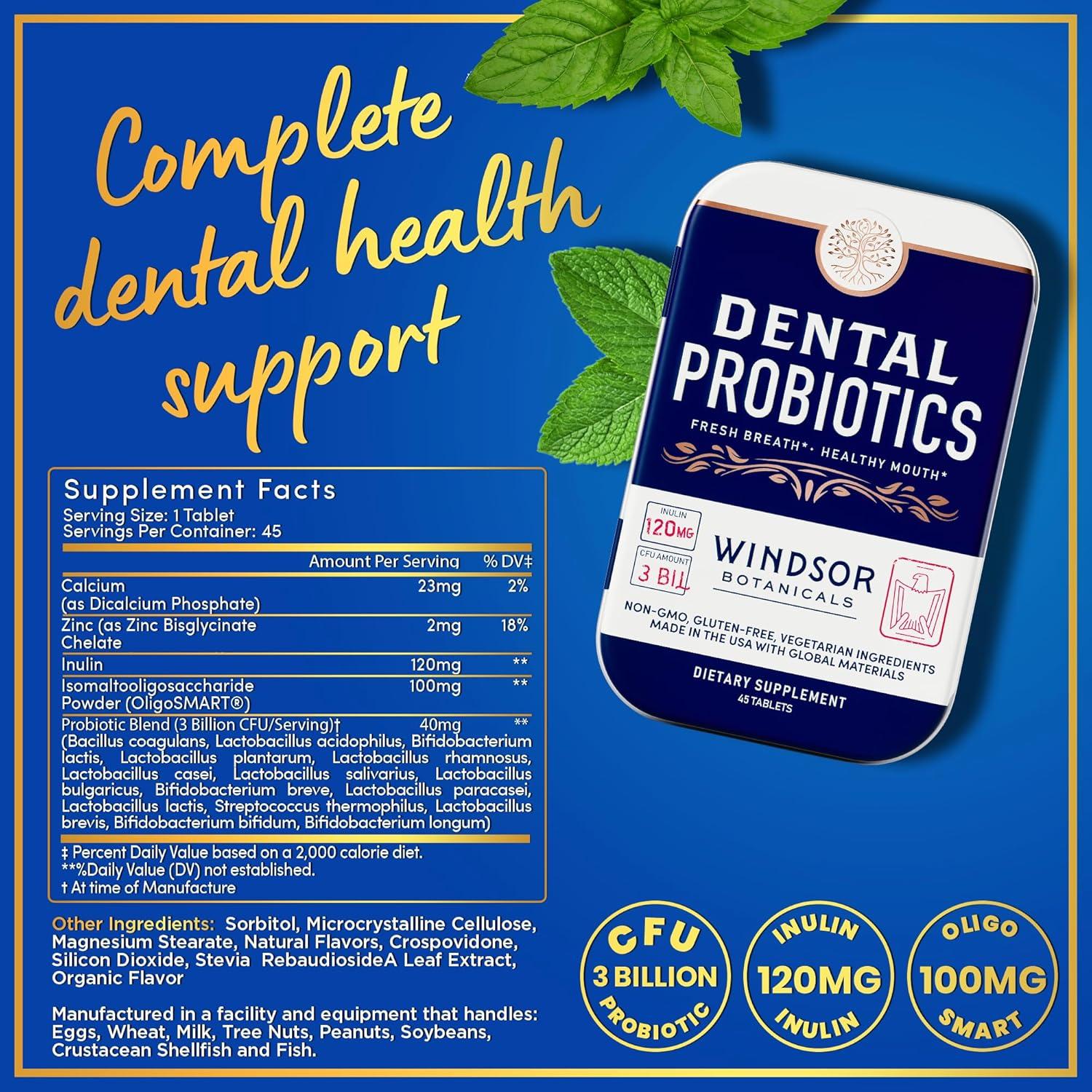 Probioticos Dentales Windsor Botanicals 45 Tabletas Masticables