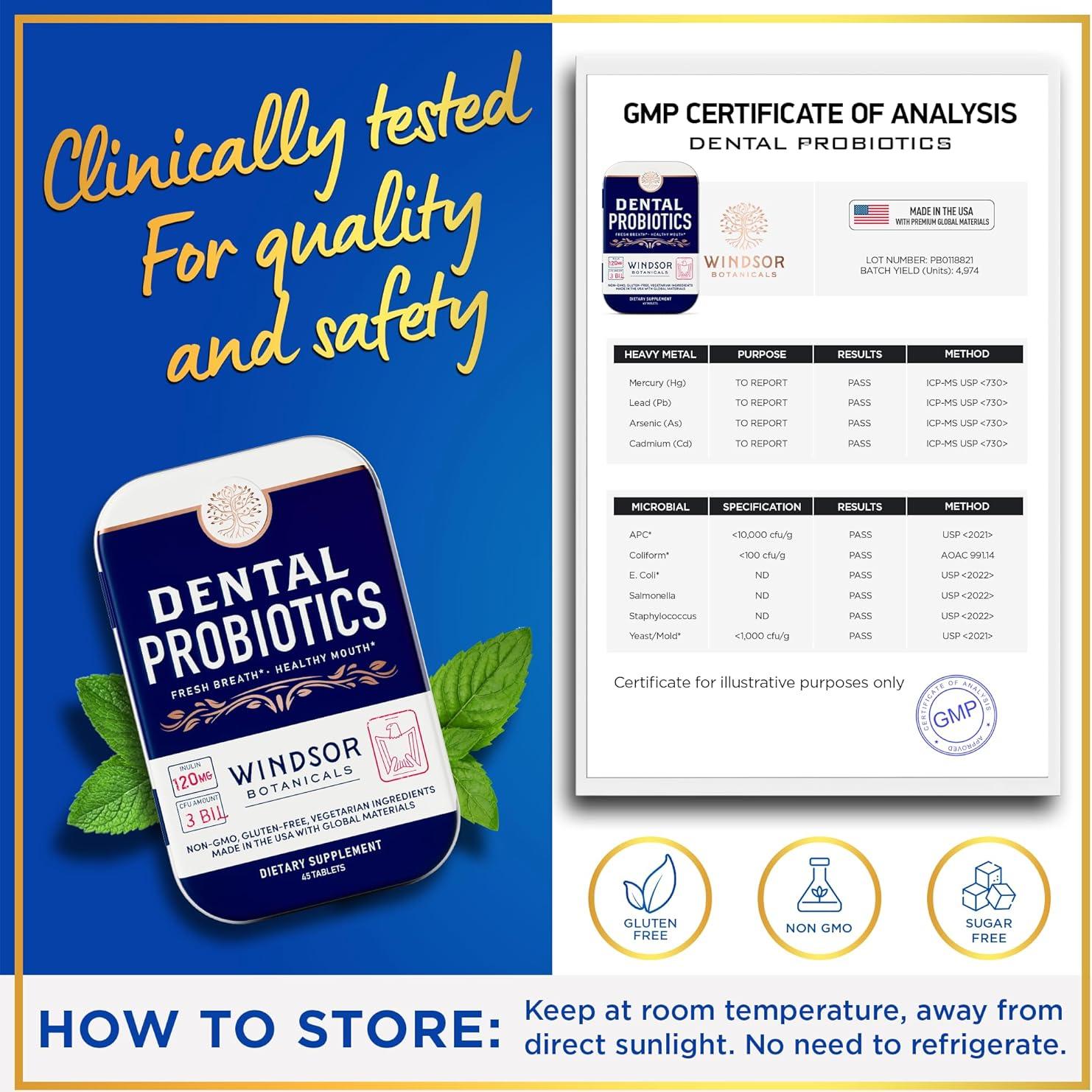 Probioticos Dentales Windsor Botanicals 45 Tabletas Masticables