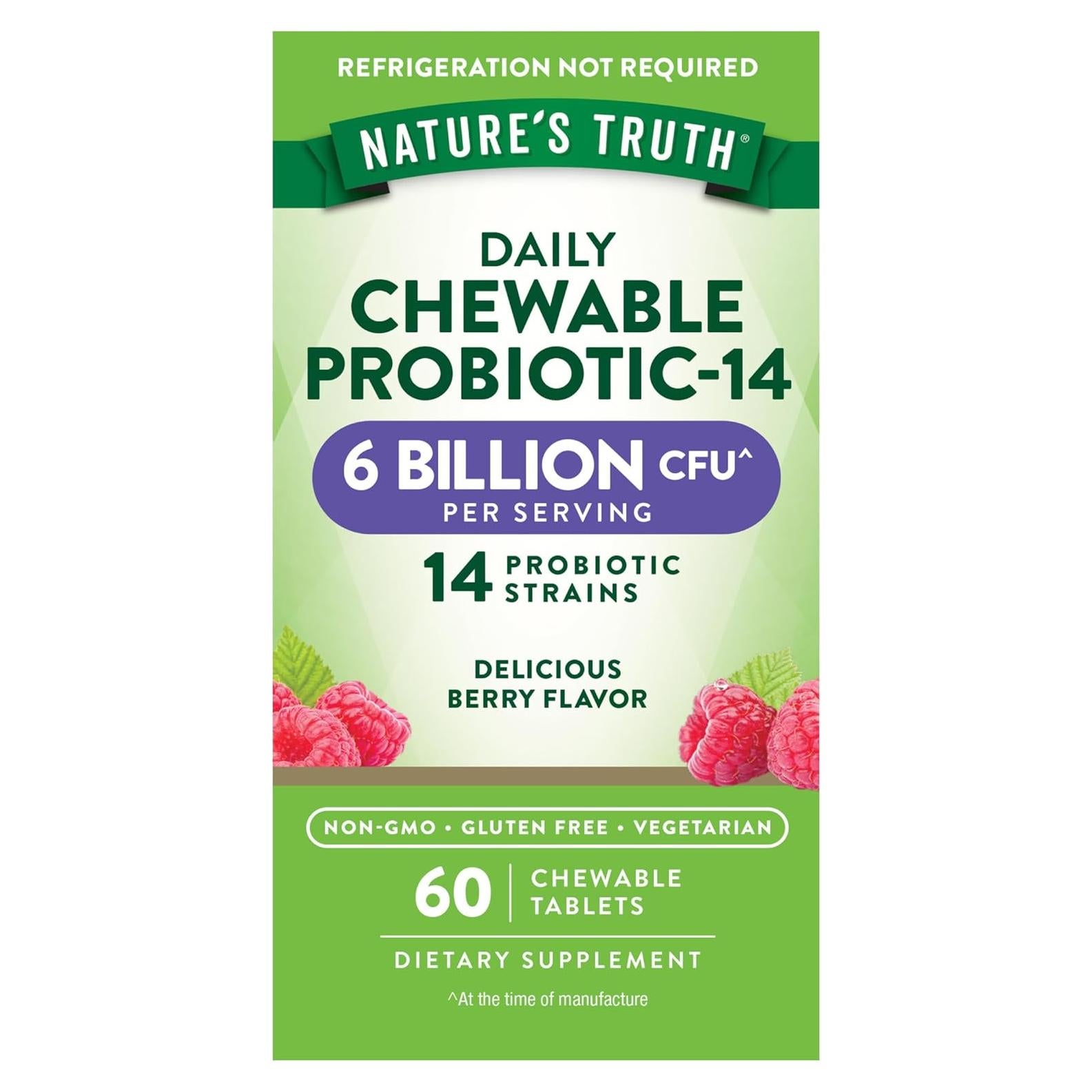 Probiotico Masticable Verdad de la Naturaleza 60 Conteo 6 Mil Millones CFU