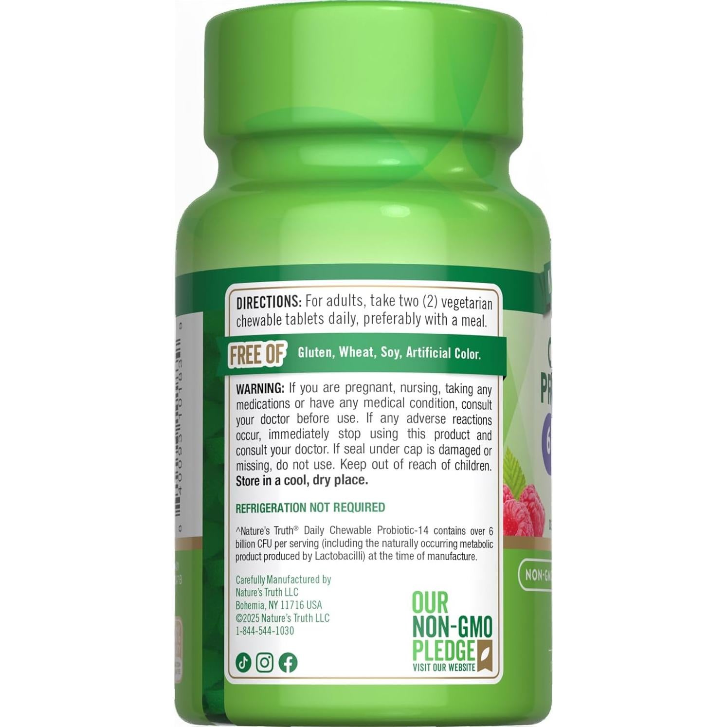 Probiotico Masticable Verdad de la Naturaleza 60 Conteo 6 Mil Millones CFU