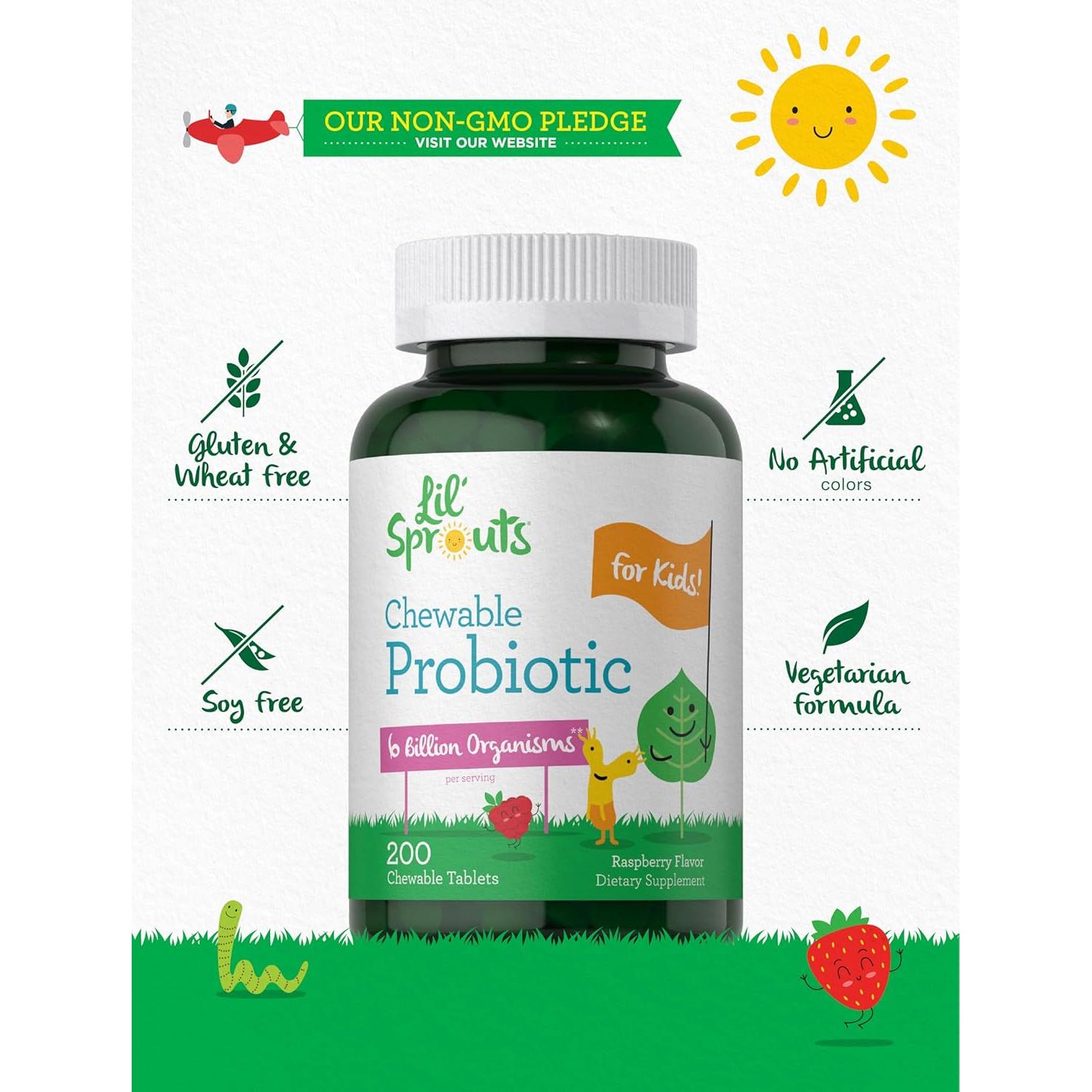 Probioticos Masticables para Niños Carlyle 200 Unidades Sabor Frambuesa