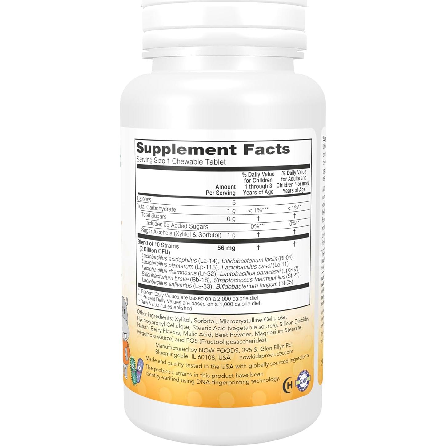 NOW Foods BerryDophilus 60 Masticables Probioticos 2 Mil Millones