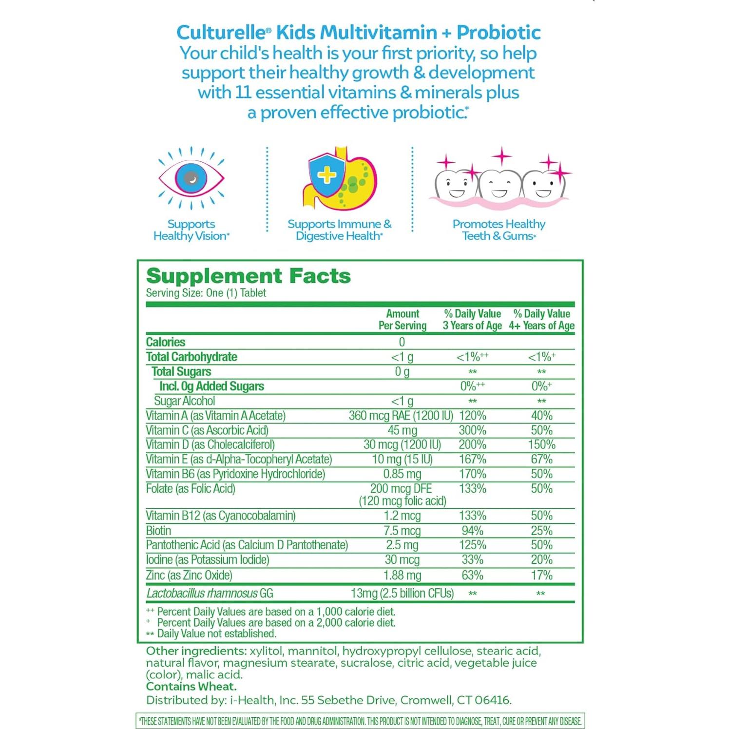 Multivitamínico Masticable Culturelle Kids 50 Unidades Sabor Frutas