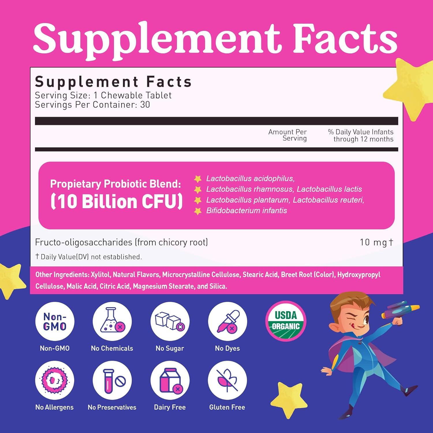 Probioticos Masticables LoveBug 30 Unidades Sabor Baya 4+