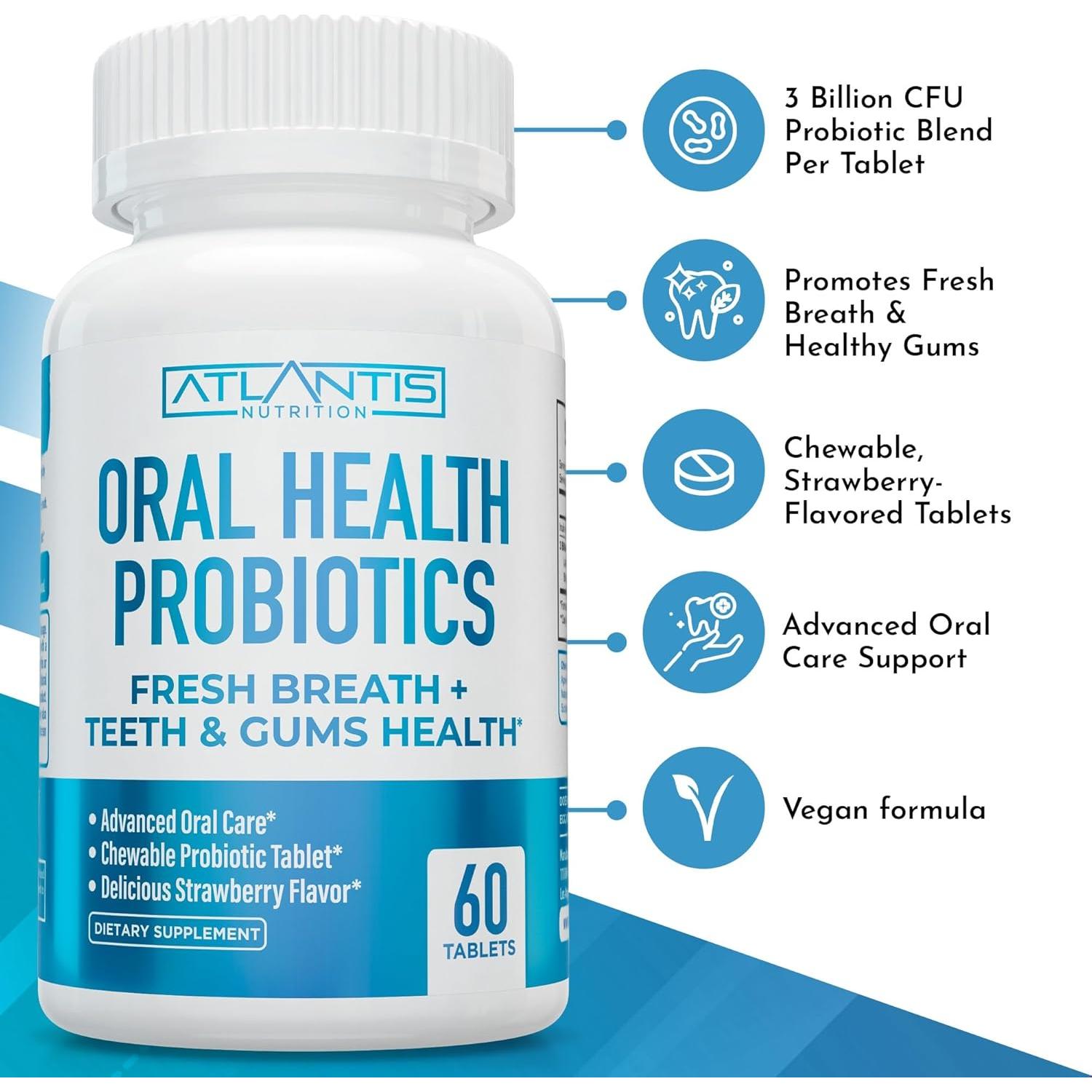 Tabletas Probioticas Dentales Atlantis Nutrition - 60 Unidades