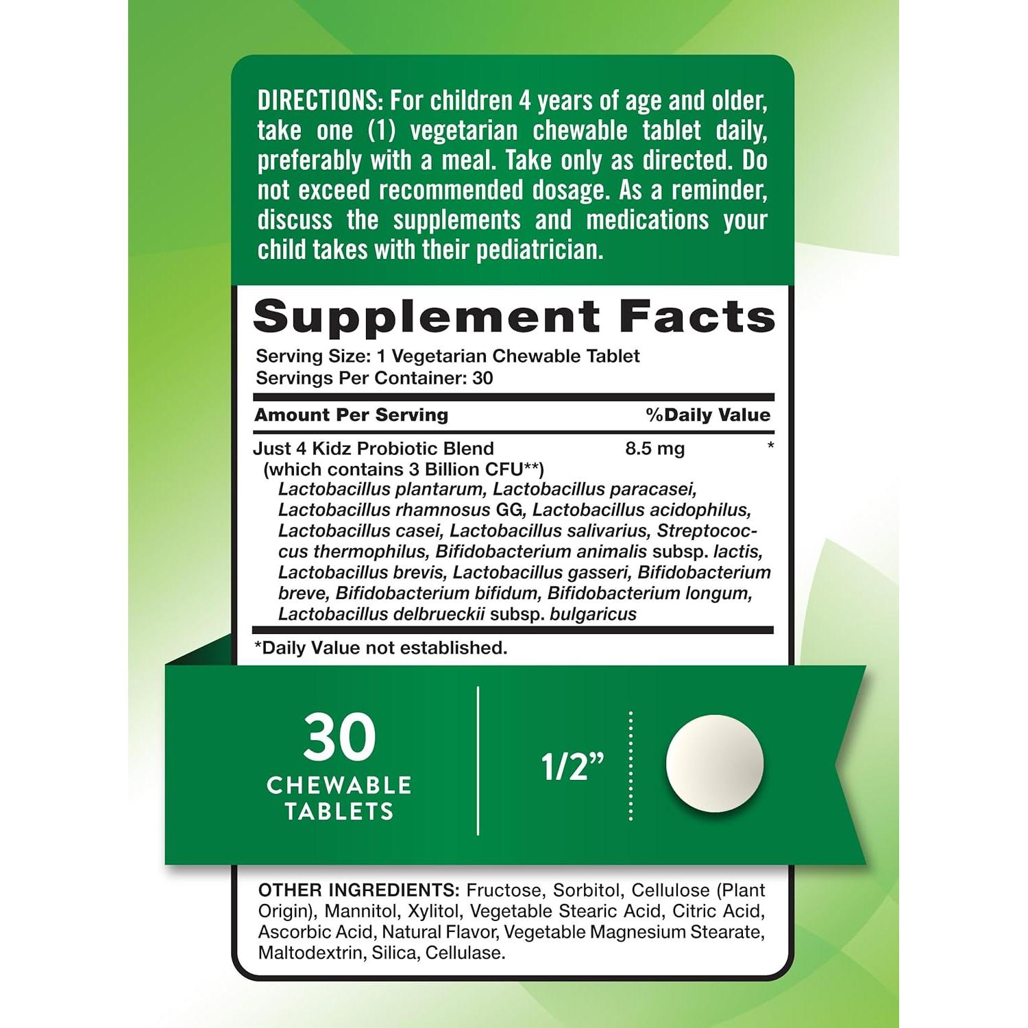 Probioticos para Niños Verdad de la Naturaleza 30 Tabletas Masticables