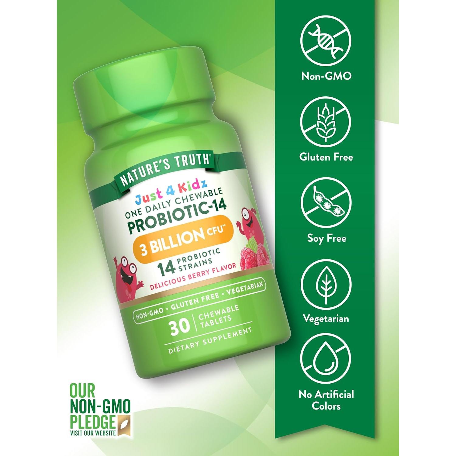 Probioticos para Niños Verdad de la Naturaleza 30 Tabletas Masticables