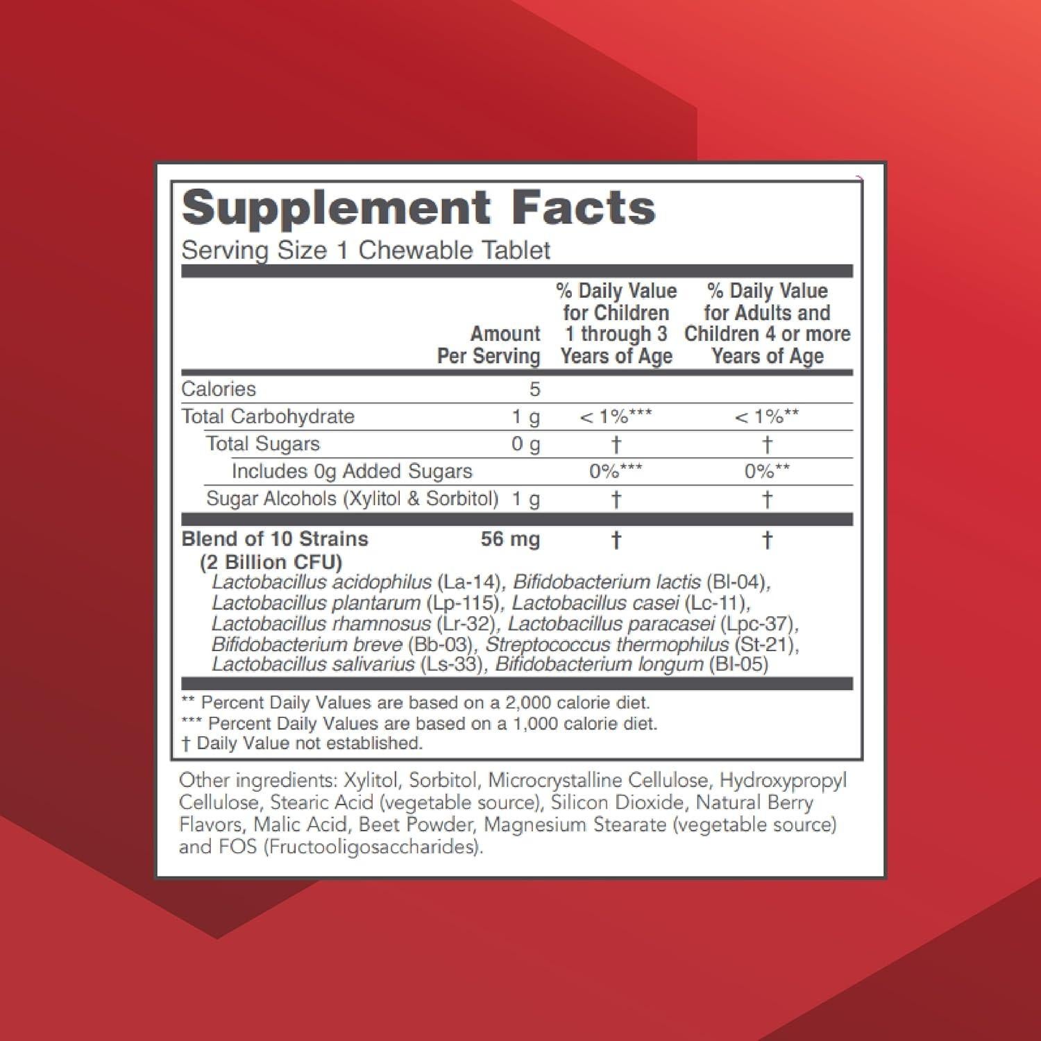 Probiotico Masticable Protocolo Para el Equilibrio de Vida - 90 Unidades - 2 Mil Millones CFU - Salud Digestiva y Inmunológica
