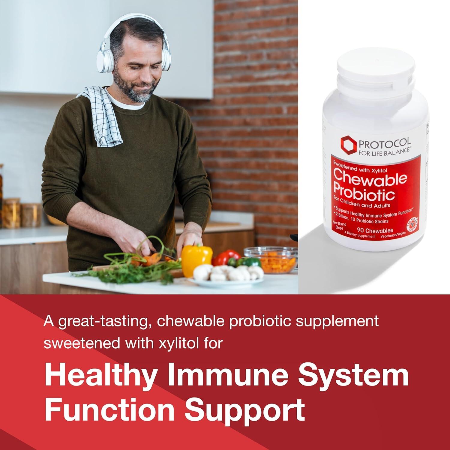 Probiotico Masticable Protocolo Para el Equilibrio de Vida - 90 Unidades - 2 Mil Millones CFU - Salud Digestiva y Inmunológica