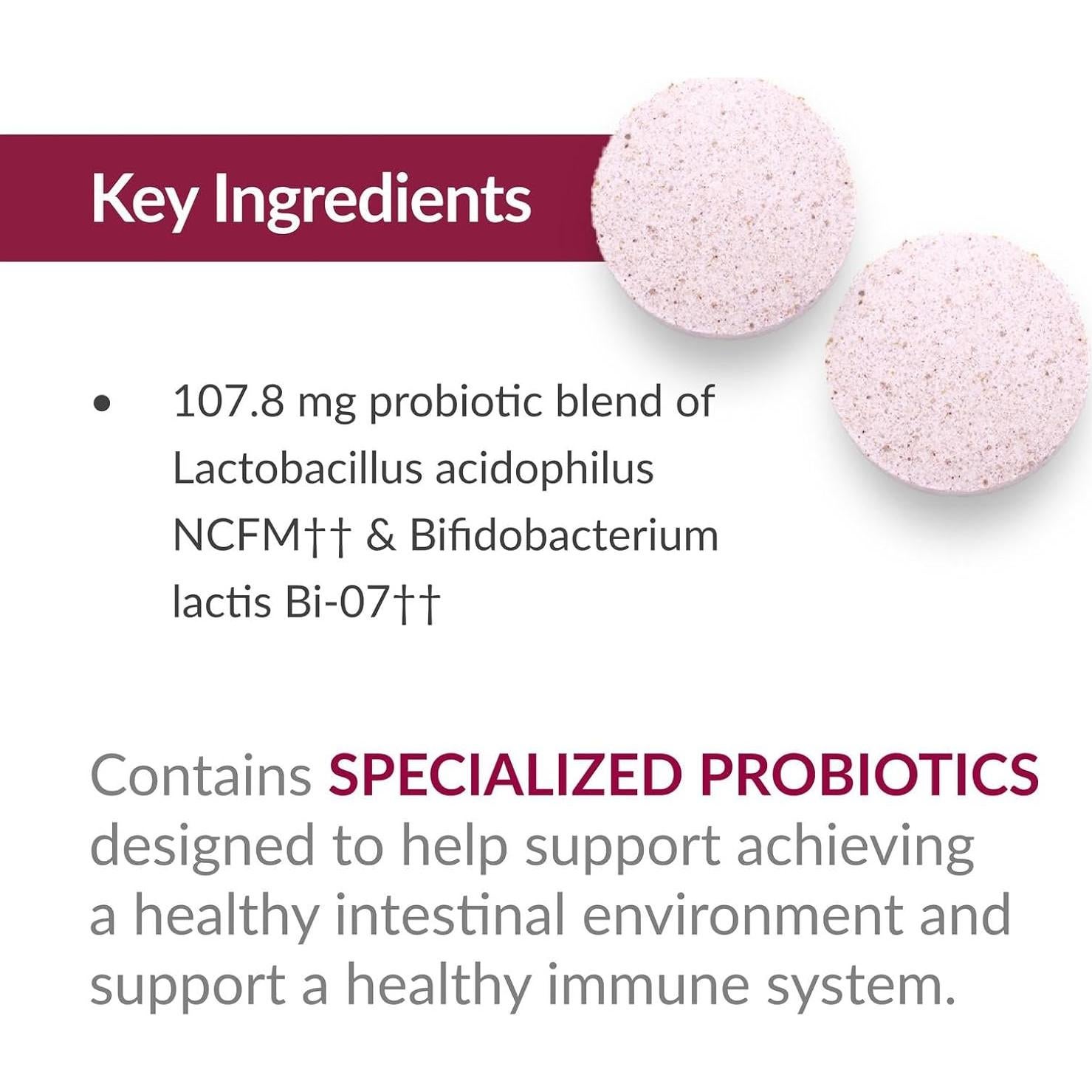 Suplemento Probiotico Masticable FloraVantage 90 Tabletas Uva