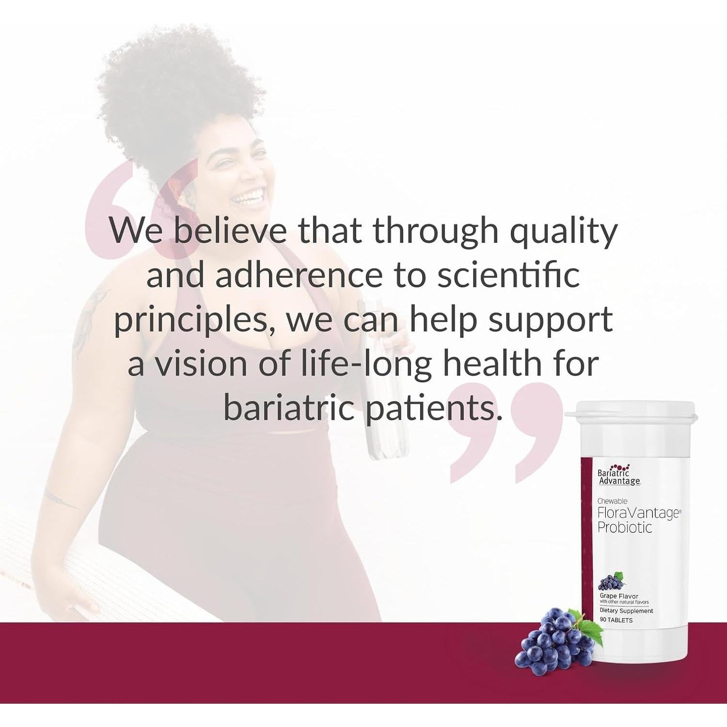 Suplemento Probiotico Masticable FloraVantage 90 Tabletas Uva