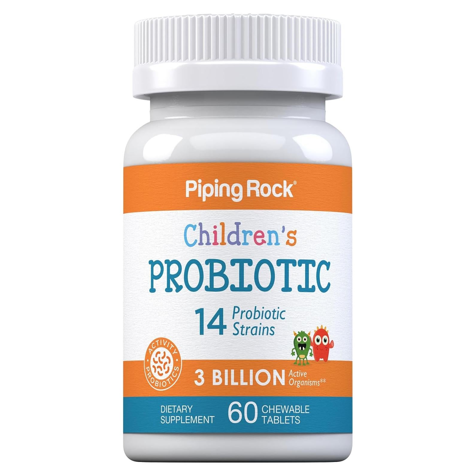Probiotico Infantil Piping Rock 60 Tabletas Masticables Sabor Baya