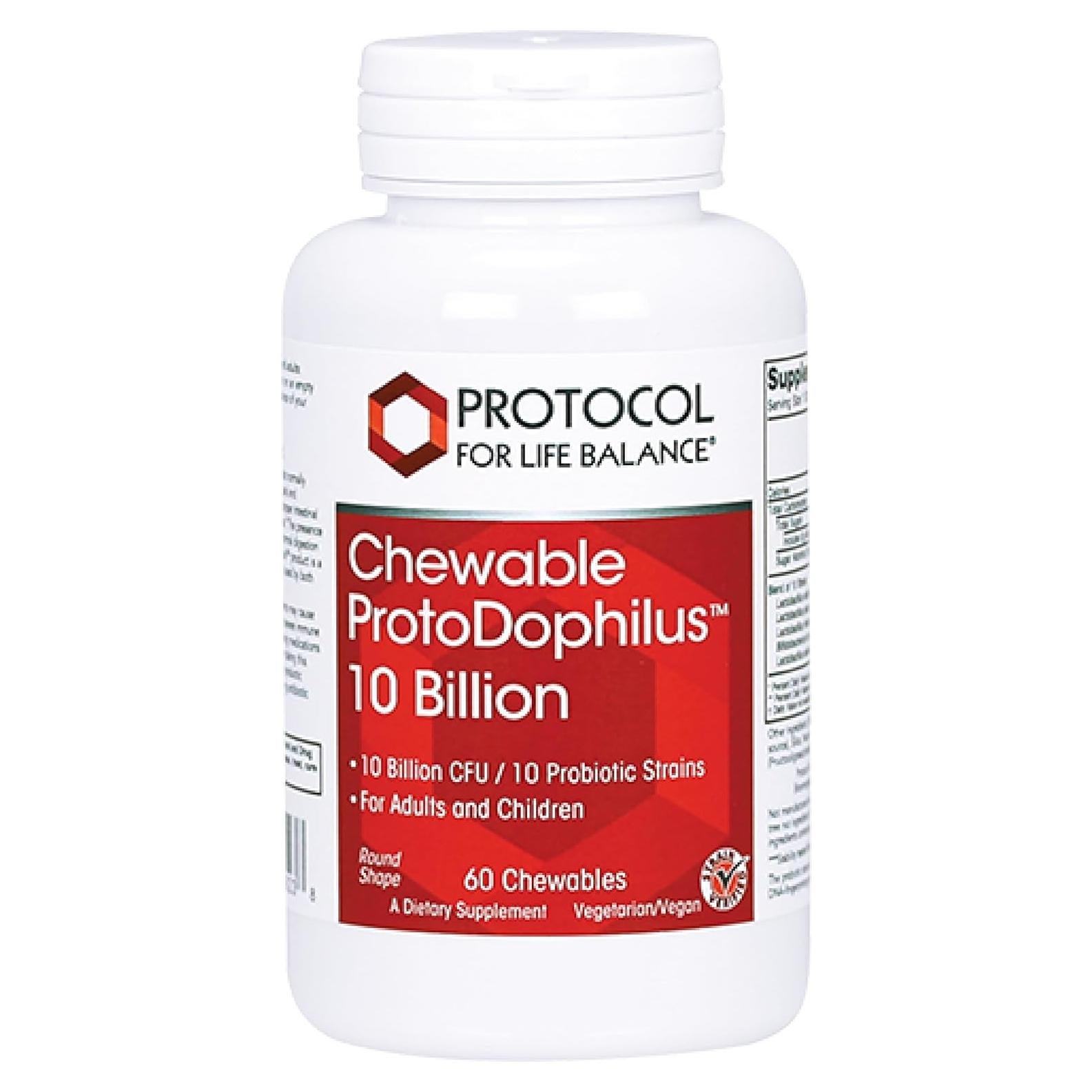 Protocolo Chewable Protodophilus 10 Mil Millones CFU - 60 Tabletas Masticables Veganas